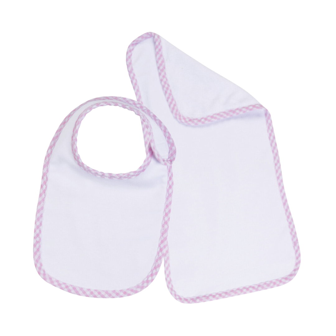 Gingham Bib and Burp Cloth Set