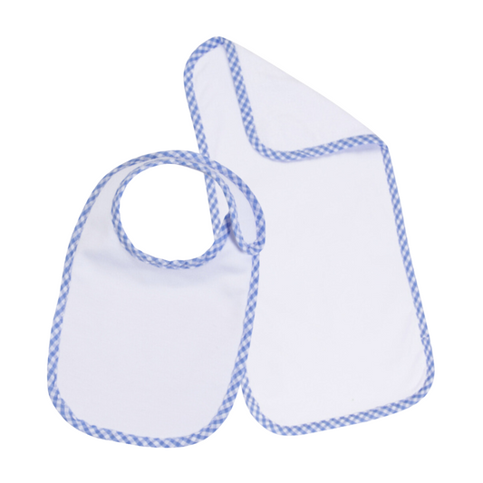 Gingham Bib and Burp Cloth Set