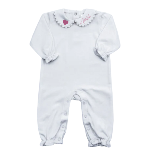 Valentine's Long Sleeve Ric Rac Collar Romper