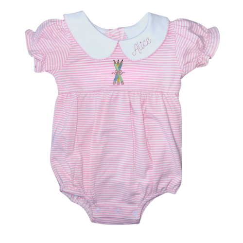 Back to School Stripe Peter Pan Collar Bubble