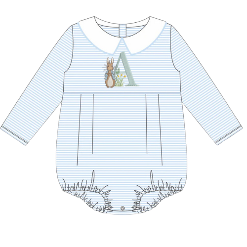 Easter Long Sleeve Peter Pan Collar Striped Bubble