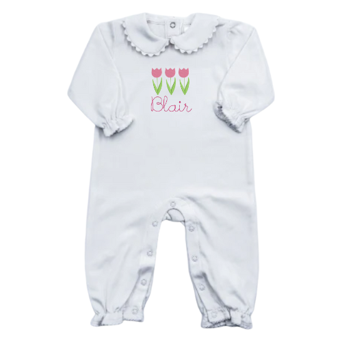 Easter Long Sleeve Ric Rac Collar Romper