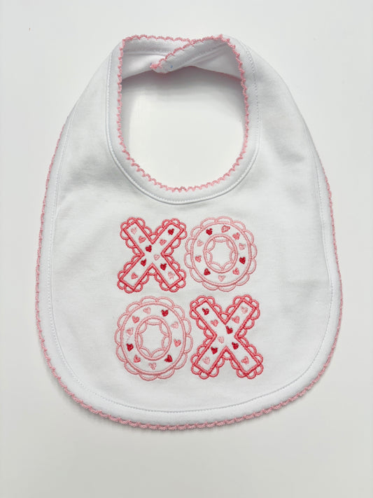 Ready to Ship- Valentine's Day XOXO Picot Trim Bib