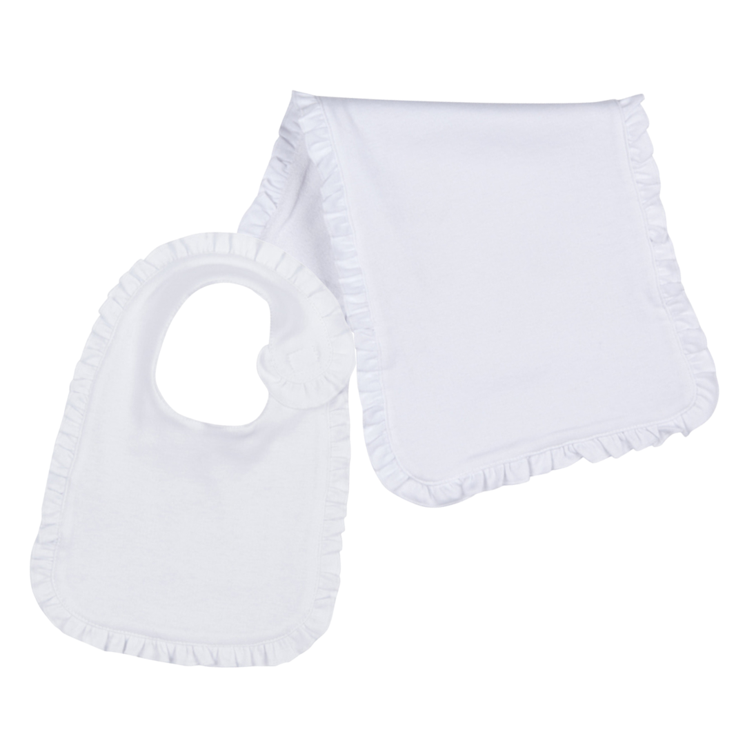 Ruffle Bib and Burp Cloth Set