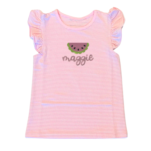 Summer Striped Flutter Sleeve Toddler Tee