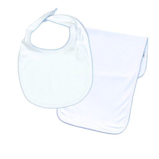 Picot Trim Bib & Burp Cloth