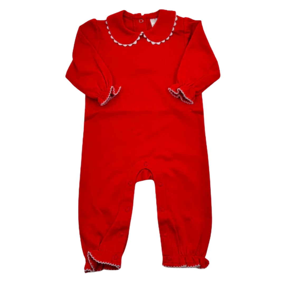 Valentine's Long Sleeve Ric Rac Collar Romper