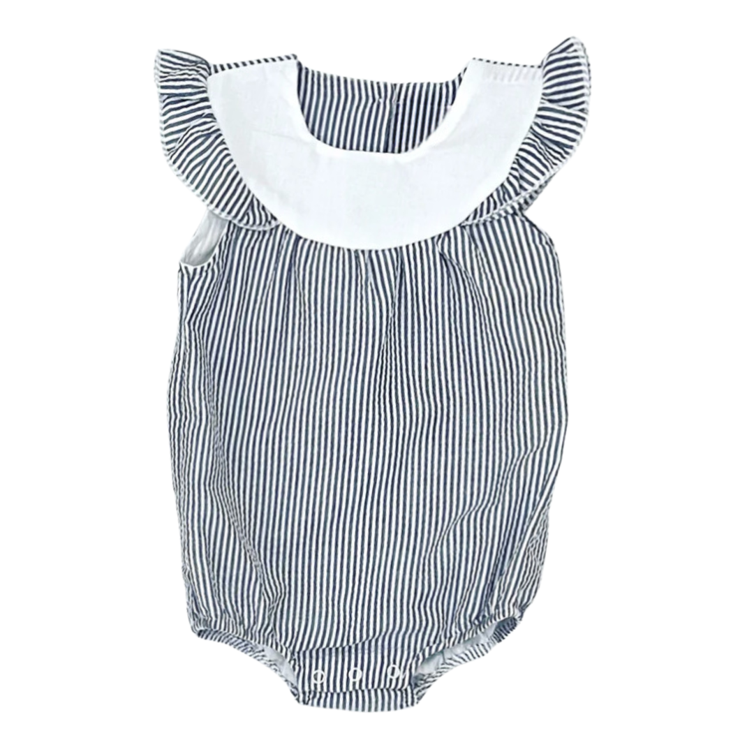 Seersucker Flutter Sleeve Bubble