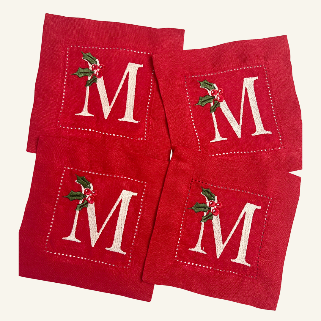Mistletoe Initial Cocktail Napkins