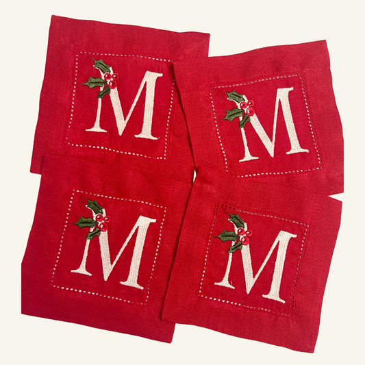 Mistletoe Initial Cocktail Napkins