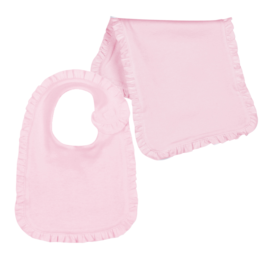 Ruffle Bib and Burp Cloth Set